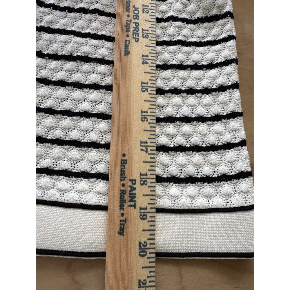 Ann Taylor SP Black White Striped Pointelle Knit Lady Jacket Cardigan - Picture 11 of 13